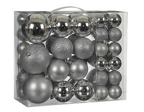 Ялинкові кульки 46 шт, "House of Seasons" пластик, колір срібло