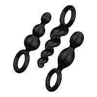 Набір анальних іграшок Satisfyer Plugs black (set of 3) - Booty Call, макс. діаметр 3 см Амур