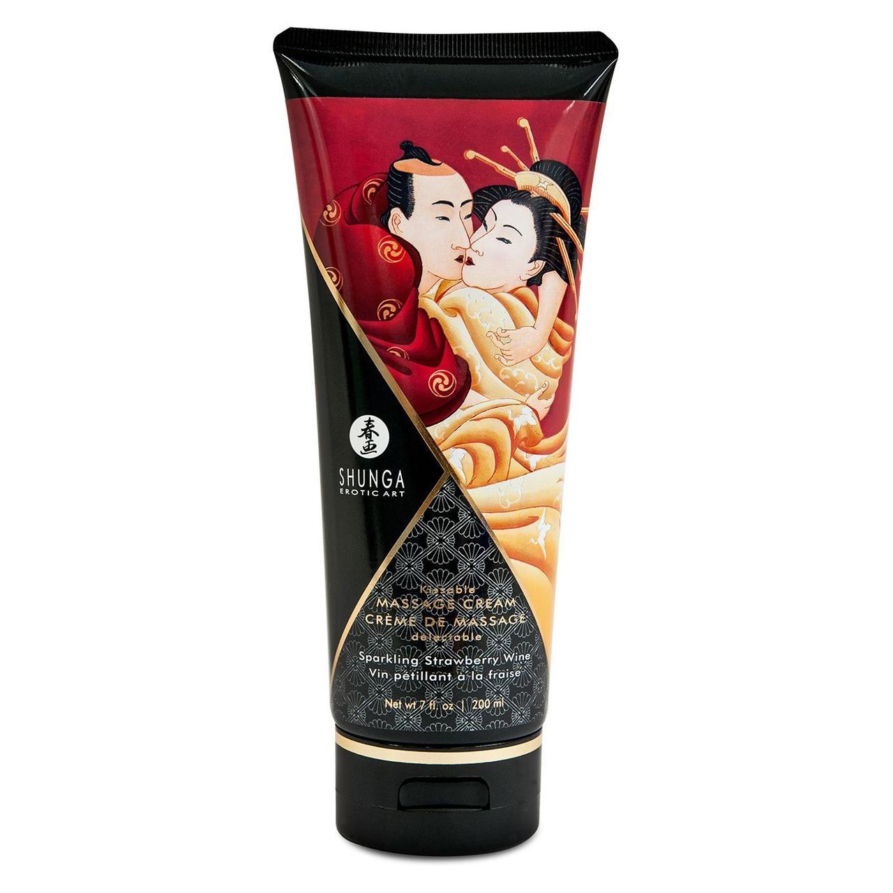 Їстівний масажний крем Shunga Kissable Massage Cream – Sparkling Strawberry Wine (200 мл) Амур