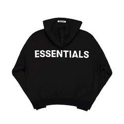 Толстовка черная Essentials Back Logo | Худи Essantials | Кенгуру есентиалс