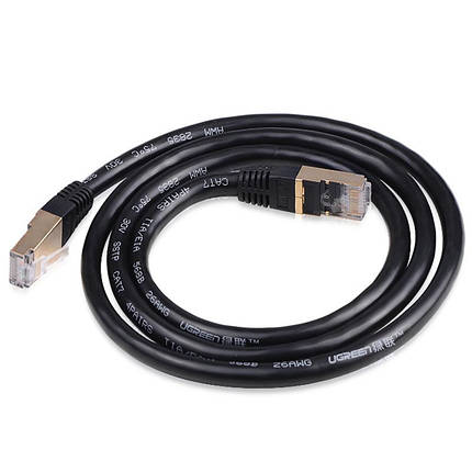 Патч-корд Ugreen NW107 прямий UTP мережевий кабель Ethernet Cat7 з RJ 45 (Чорний, 1.5 м), фото 2