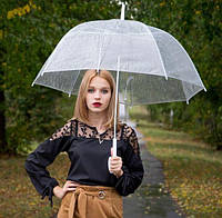 Прозрачный зонт-трость купол 8 спиц Женский купольный зонт трость полуавтомат купол грибком