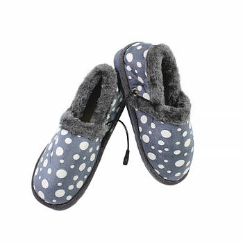 Капці з підігрівом Lesko YD-01 Горох Blue устілка 26.7 см від USB