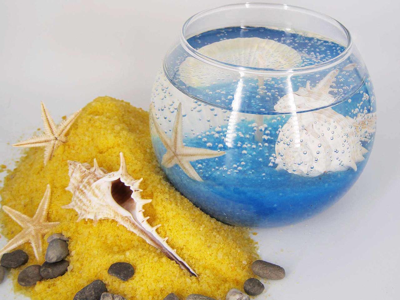 Декоративная гелевая свеча Чародейка шар синяя морская звезда и ракушка - фото 10 - id-p1043022479