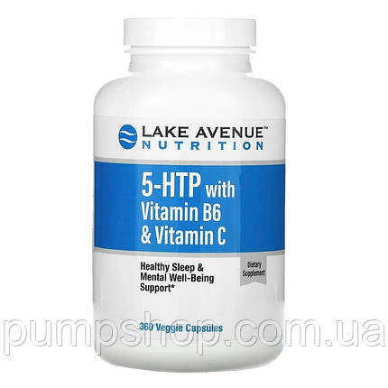 5-гідрокситриптофан із вітаміном B6 і вітаміном C Lake Avenue Nutrition 5-HTP+B6+Vitamin C 360 капс., фото 1