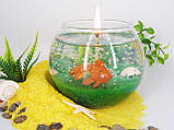 Декоративна гелева свічка Чародійка морська куля золота рибка, фото 3