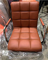 Крісло Augusto Arm BK-Base екошкіра коричневий 1014 на чорній базі опорі — млинцеві з регулюванням висоти, фото 5