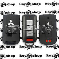 Чехол (силиконовый) для смарт ключа Mitsubishi (Митсубиси) 2 + 1 кнопки (черный)
