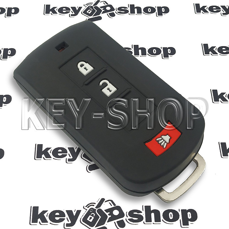 Чехол (силиконовый) для смарт ключа Mitsubishi (Митсубиси) 2 + 1 кнопки (черный) - фото 3 - id-p1280719218