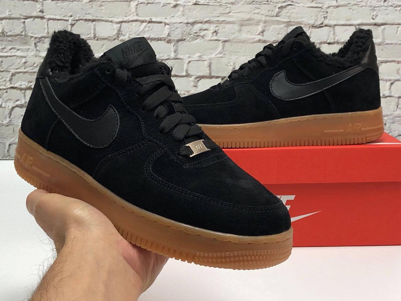 Nike Air Force 1 Winter Low Black Gum Найк Аїр Форс зимові чоловічі кросівки, фото 1