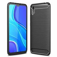 Чехол Carbon для Xiaomi Redmi 9A противоударный бампер Black