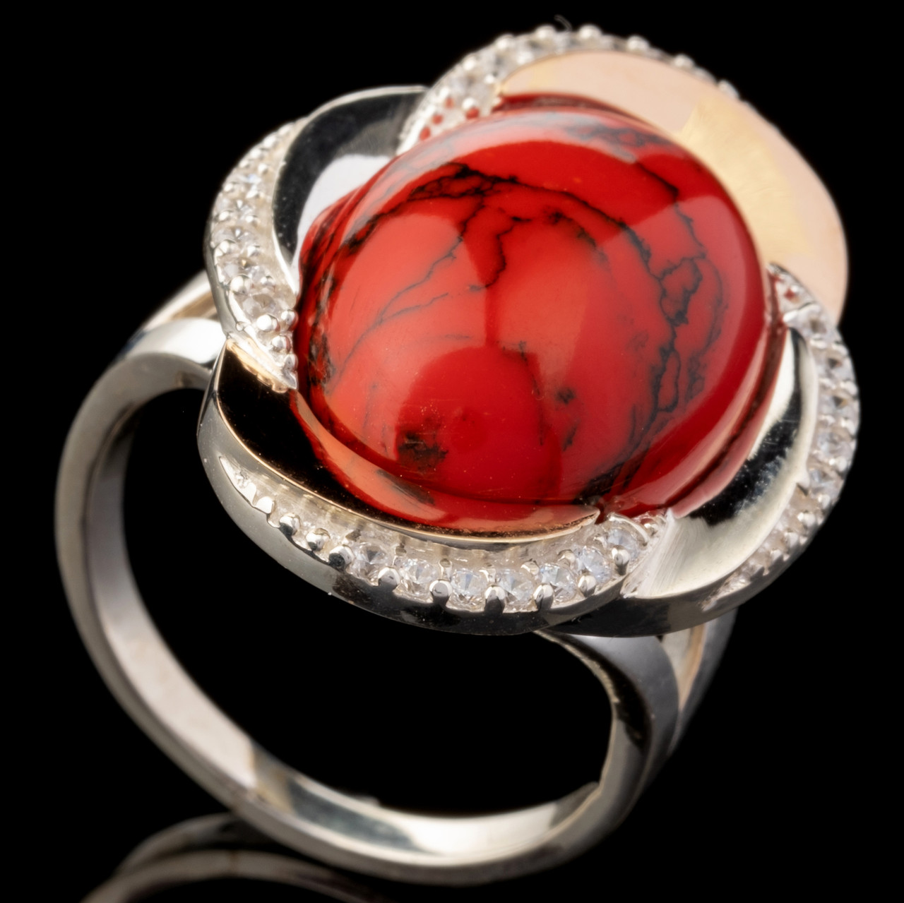 Серебряное кольцо 925 пробы с золотом арт. 617к