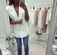 Піджак-кейп на підкладці з коміром на ґудзиках