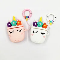 Чехол силиконовый с кольцом Case emoji Unicorn / Единорог для наушников Apple AirPods 1 и 2