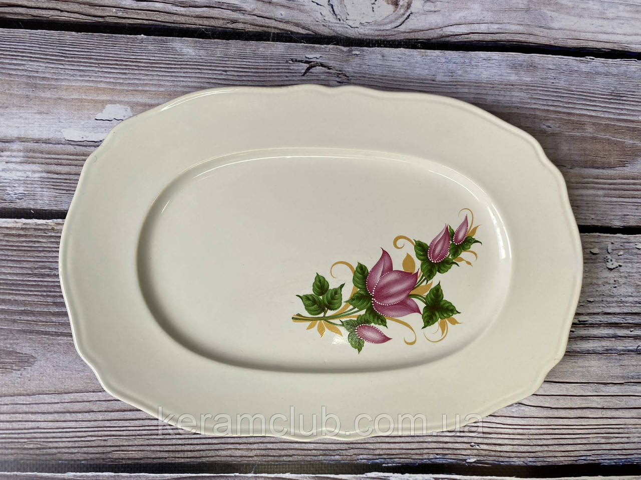 Блюдо Керамклуб No 24 25 см біле з деколлю