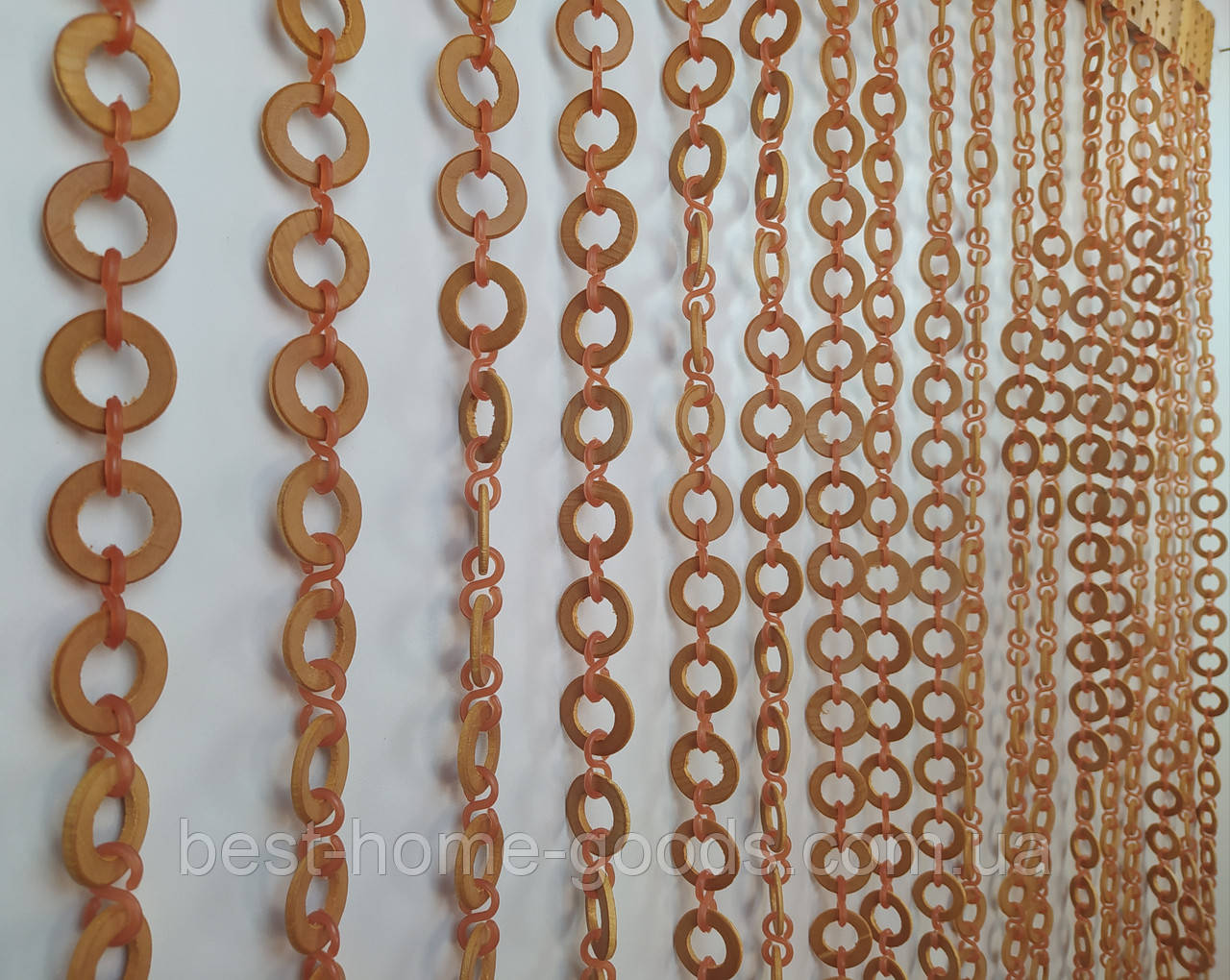 Дерев’яні штори Кільце 1×2 м | Натуральне дерево ручної роботи | Еко-фіранки для зонування дверного отвору, фото 1