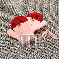 Демисезонные детские 1-2 года вязаные однослойные плотные варежки рукавички для малышей 7099 Розовый А