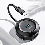Адаптер USB Type-C USAMS US-SJ415 з концентратором USB, 4 порти, чорний., фото 2
