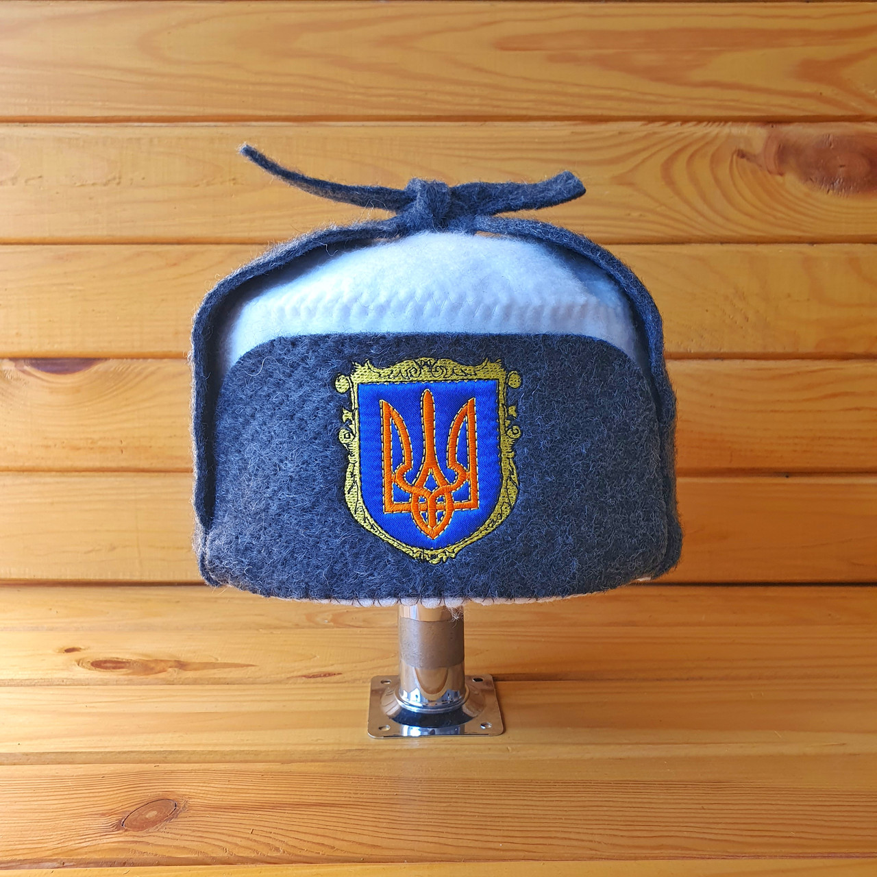 Шапка в лазню і сауну V3 "Вушанка" сіра