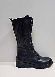 STTOPA деми зима. Висота 29 см. Размеры 36-41. Ботинки берцы больших размеров из натуральной кожи. 197-3641-29 Черные