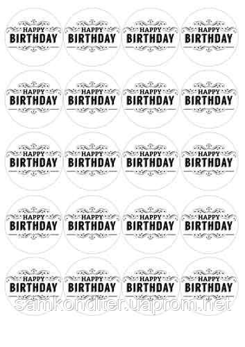 Картинка вафельна А4 "Happy birthday 1"