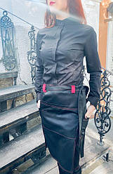 Жіноча сорочка для офіціанта і бармена чорного кольору з довгим рукавом