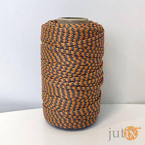 Шнур ПП (плетений) 2,5 мм — 50 метрів помаранчево-сірий