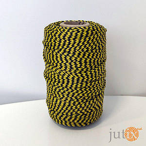 Шнур ПП (плетений) 2,5 мм — 50 метрів чорно-жовтий