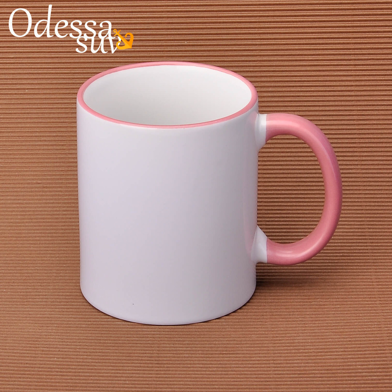 Чашка для сублімації (рожевий обідок та ручка), фото 1