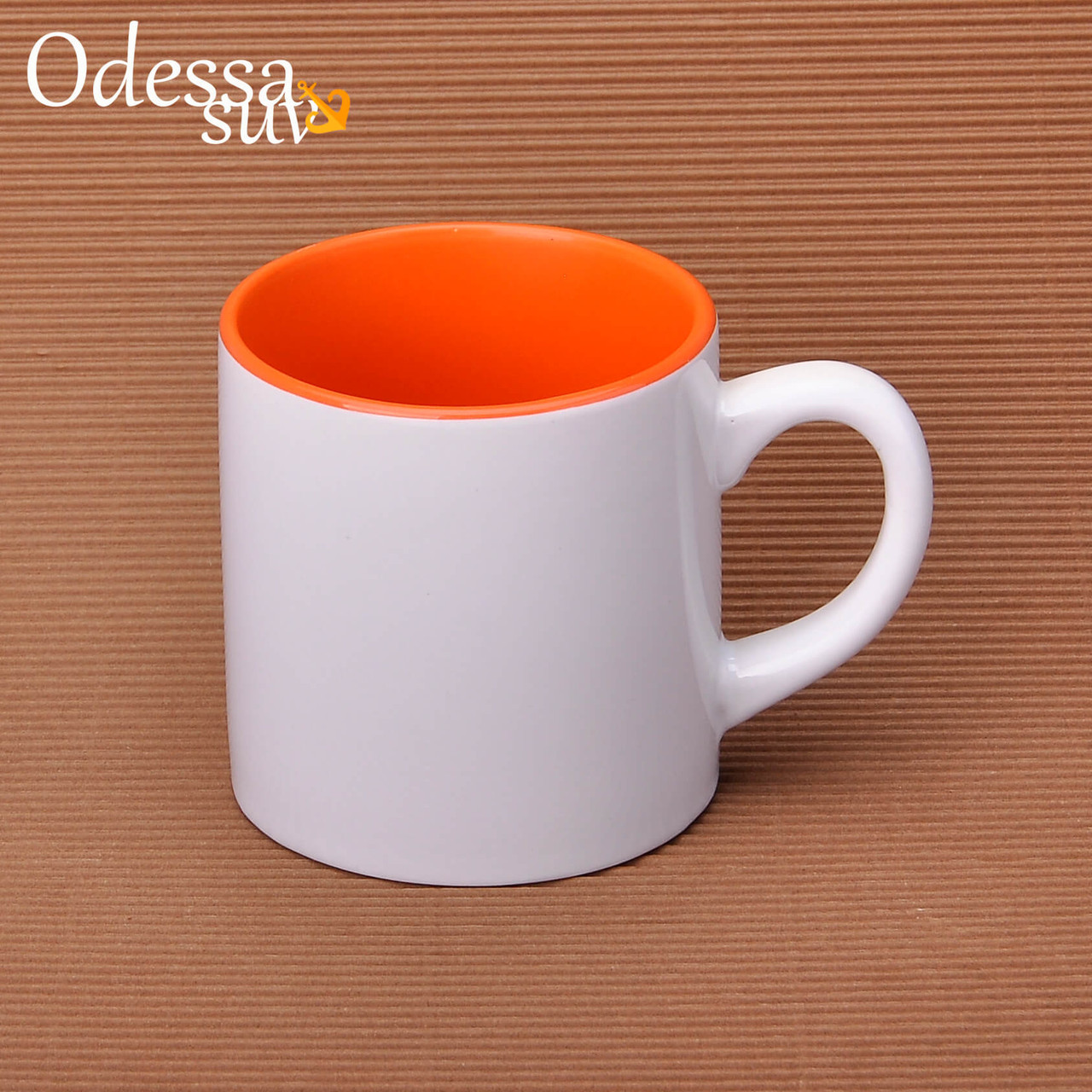 Чашка для сублімації дитяча (кавова) кольорова всередині 150 мл d70 (помаранчевий), фото 1