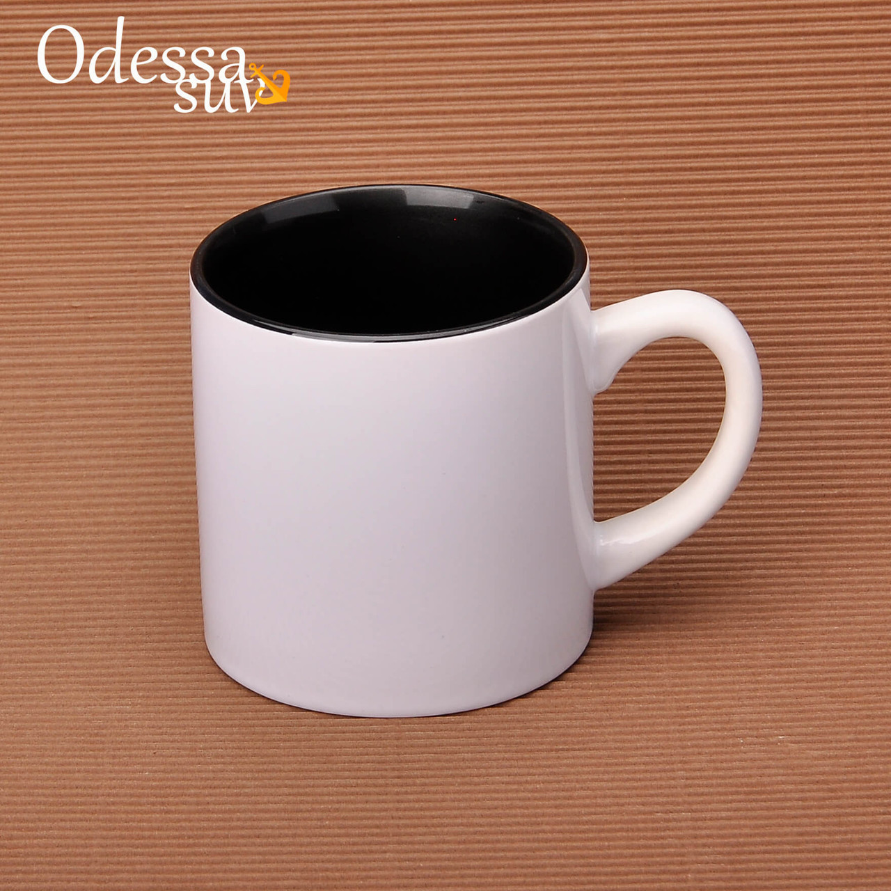 Чашка для сублімації дитяча (кавова) кольорова всередині 150мл d70 (чорний), фото 1