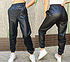 Жіночі шкіряні штани на резинці "Маркус" (тонкі)| Батал| Розпродаж моделі, фото 8