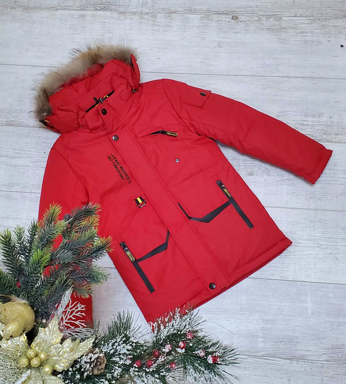 Куртка зимовий пухвік на хлопчика червона 152, фото 1