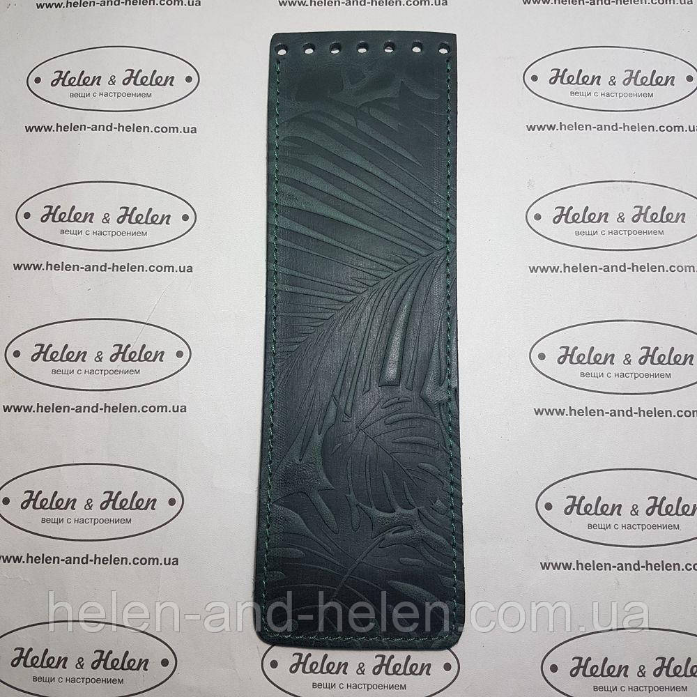 Клапан сумки вузький. "Пальми". Колір "Смарагдовий", фото 1