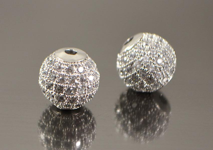 Бусина Кулька з кристалами 10 мм Milano, платиновий, фото 1