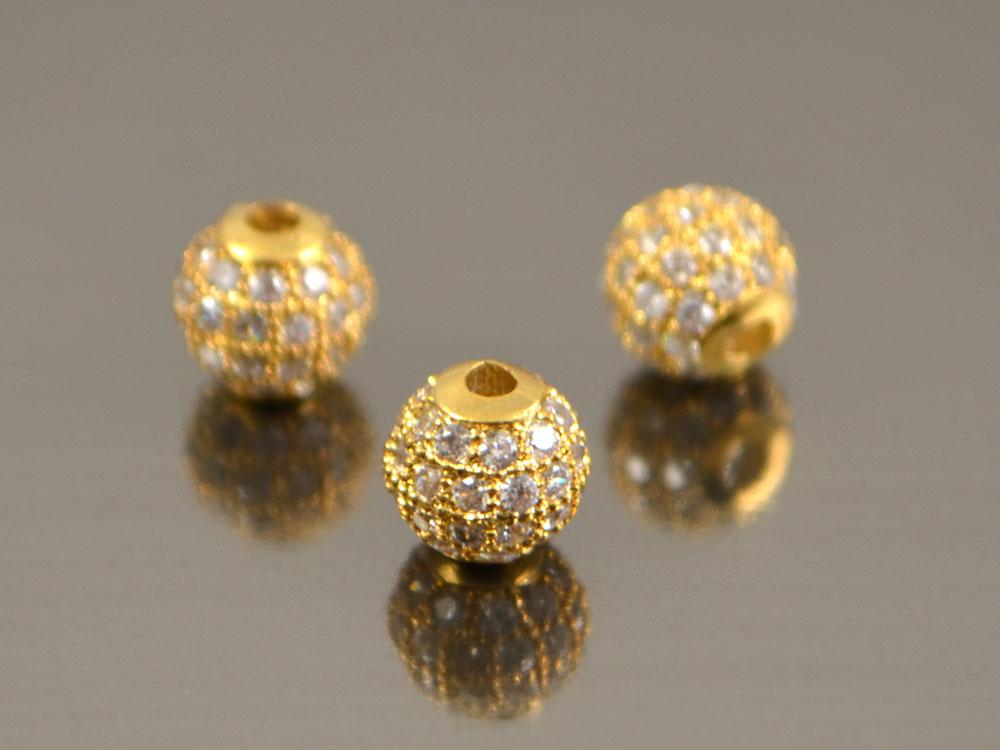 Бусина Кульок із фіанітами 6 мм Milano, золото, фото 1