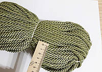 Шнур декоративный текстильный витой 6-7 мм. Оливковий пастельний. Туреччина . Ціна за 1 метр