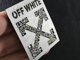 Нашивка Офф вайт/Off White з камінням 40х50 мм, фото 3