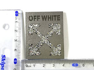 Нашивка Офф вайт/Off White з камінням 40х50 мм, фото 2
