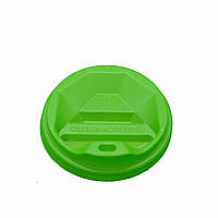 Крышки пластиковые Ø77 50шт/уп, зеленые одноразовые для бумажных стаканов горячих и холодных напитков