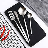 Набір столових приладів з 4 предметів, Срібло з білим, фото 2