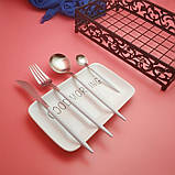 Набір столових приладів з 4 предметів, Срібло з білим, фото 5