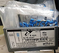 Наконечники кабельные штыревые НШВИ 100 шт. 0.75 мм синий цветовой код 1 (FR) Wiha 43912