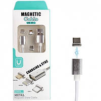 Магнитный кабель micro usb, lightning, type-c 3 в 1 Magnetic Cable (Оригинальные фото)