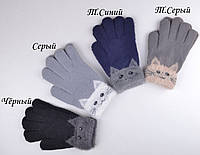 Перчатки Котик черный серый