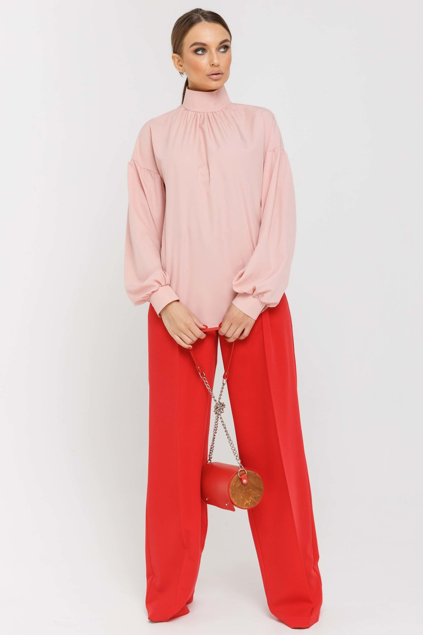 Красивая свободная блуза с широкими рукавами Emira (42 52р) в расцветках Пудра - фото 1 - id-p1281188166