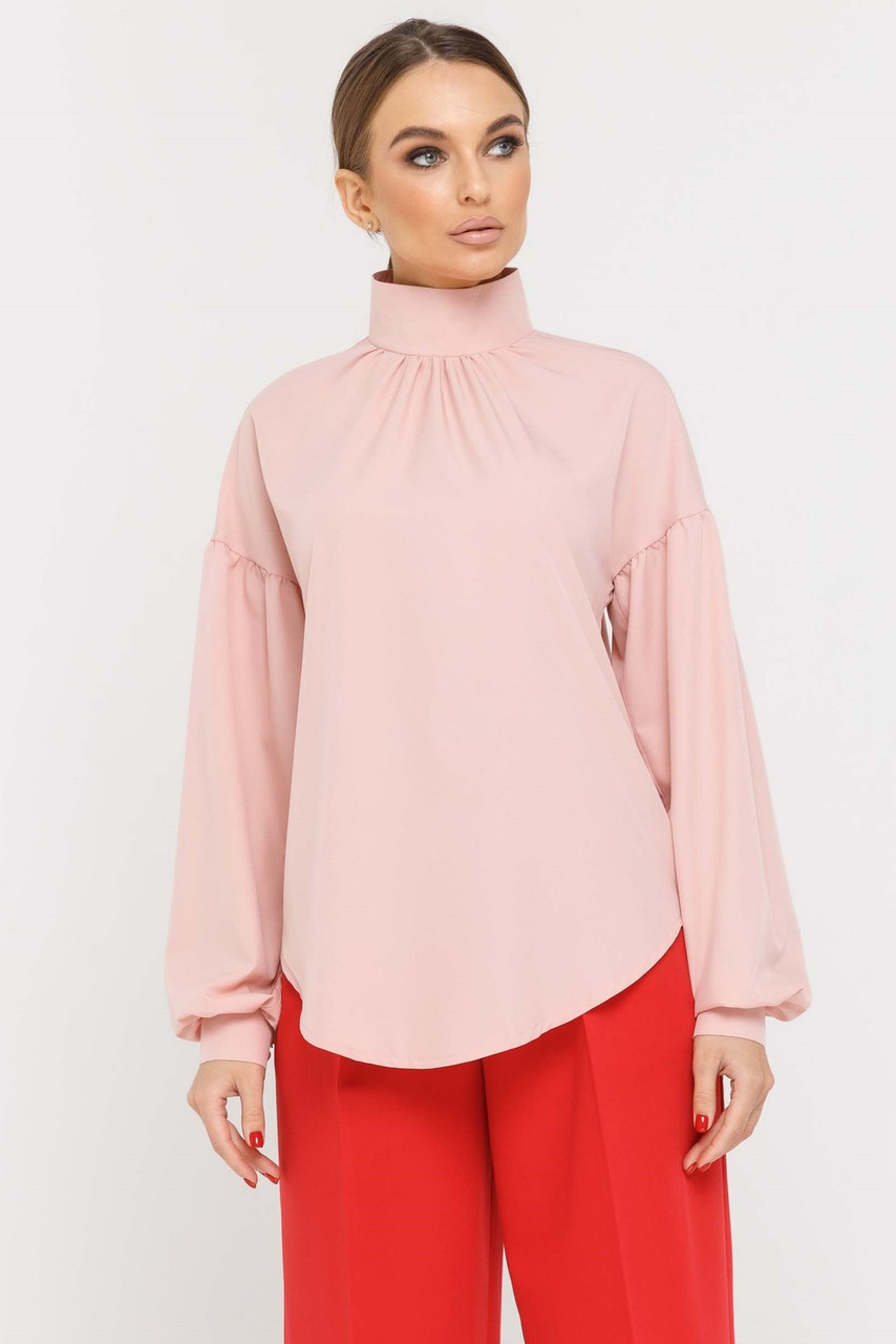 Красивая свободная блуза с широкими рукавами Emira (42 52р) в расцветках Пудра - фото 3 - id-p1281188166