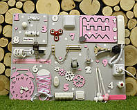 Развивающая доска для детей Бизиборд, Игрушки Монтессори, 50*65 с телефонной трубкой розовый
