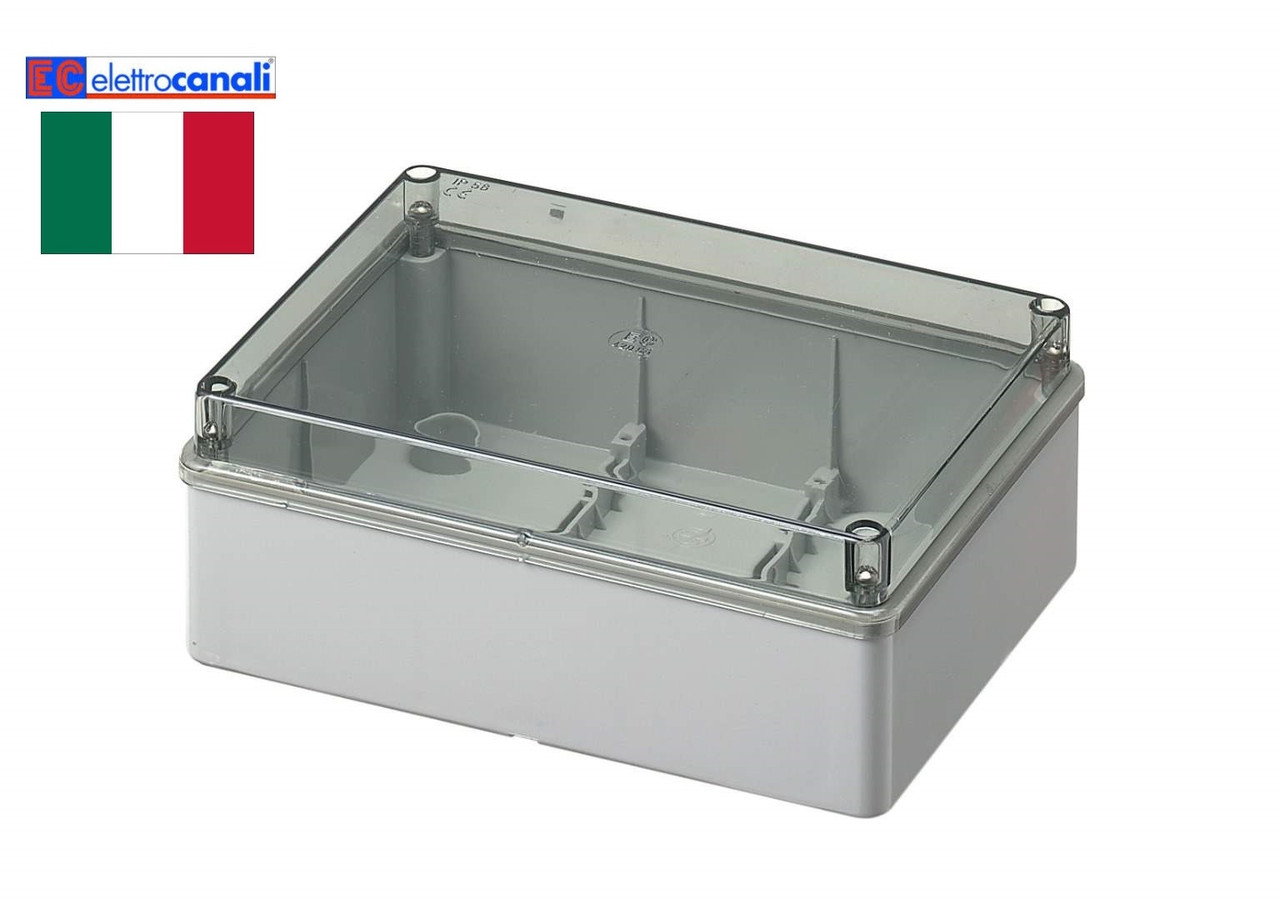 Коробка розподільна IP56 190x140x70 Elettrocanali EC420C6 (настінна з прозорою кришкою)