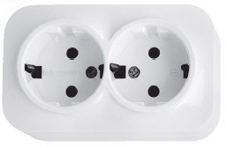 Розетка подвійна із заземленням біла EVA